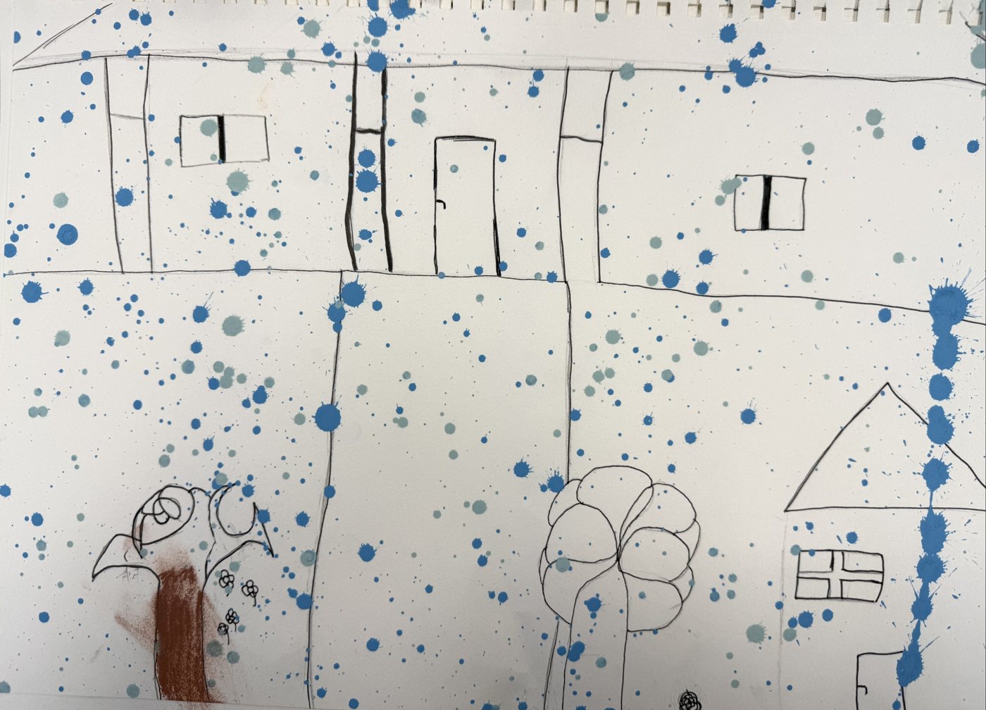 Croquis 10 — Le village sous l'averse